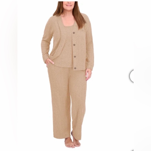 ❤️Live 2 Lounge 3Piece Textured Lounge Set XXL New Cable Knit Cardigan&Tank&Pant - Picture 8 of 10